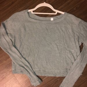 Mint Green Pacsun “Me to We” Cropped Sweater